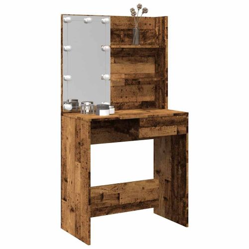 vidaXL Coiffeuse avec LED vieux bois 74,5x40x141 cm