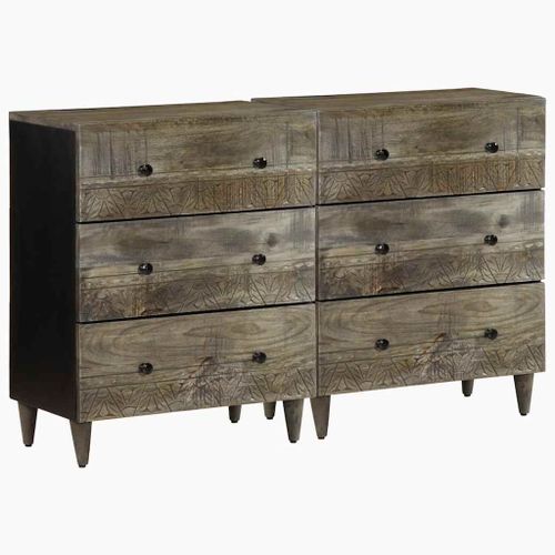 Vidaxl Buffets 2 Pcs Gris Clair 60x33,5x75 Cm Bois De Manguier Massif