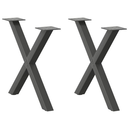 Vidaxl Pieds De Table Basse Forme De X 2 Pcs Anthracite 60x(42-43) Cm