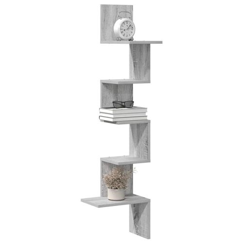 Vidaxl Étagère D'angle Murale Sonoma Gris 32x32x127,5 Cm