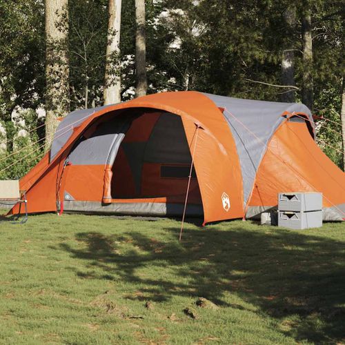 Tente Familiale À Dôme 6 Personnes Gris Et Orange Imperméable