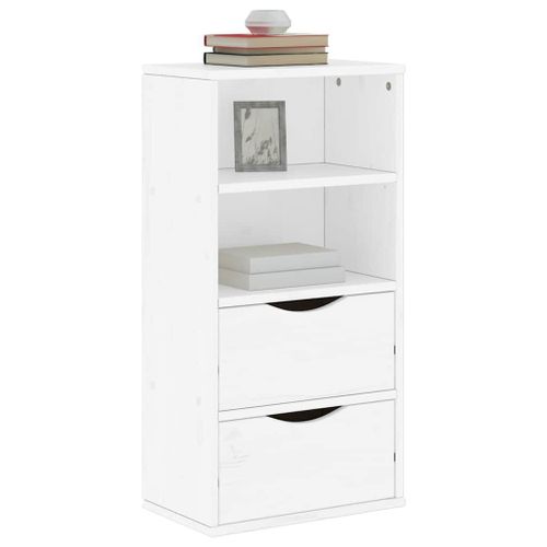 Vidaxl Armoire Latérale Tiroirs Odda Blanc 40x24x79 Cm Bois Massif Pin