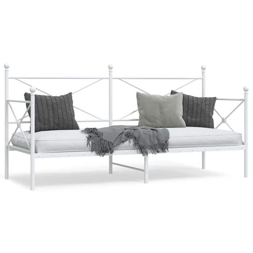 Vidaxl Lit De Repos Sans Matelas Blanc 90x200 Cm Acier
