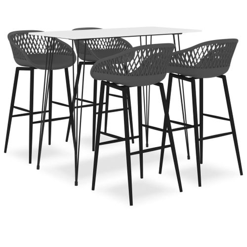 Vidaxl Ensemble De Bar 5 Pcs Blanc Et Gris
