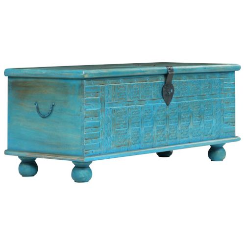 Vidaxl Coffre De Rangement Bois De Manguier Massif 100x40x41 Cm Bleu