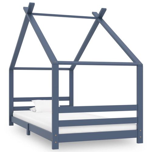 Vidaxl Cadre De Lit D'enfant Gris Bois De Pin Massif 90x200 Cm
