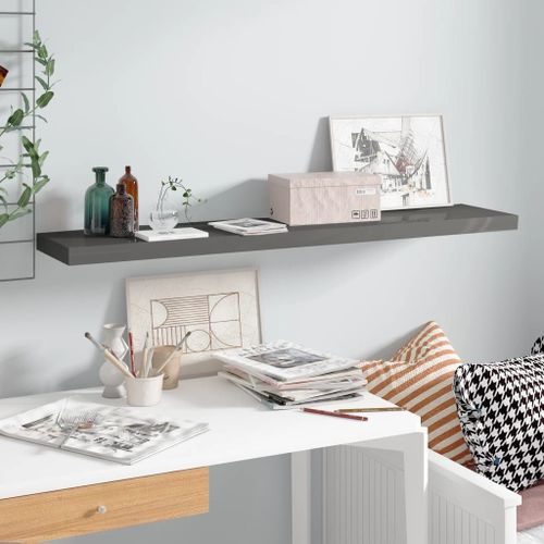 Vidaxl Étagère Murale Flottante Gris Brillant 120x23,5x3,8 Cm Mdf