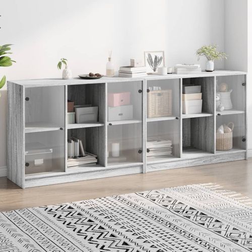 Vidaxl Bibliothèque Avec Portes Sonoma Gris 204x37x75 Cm