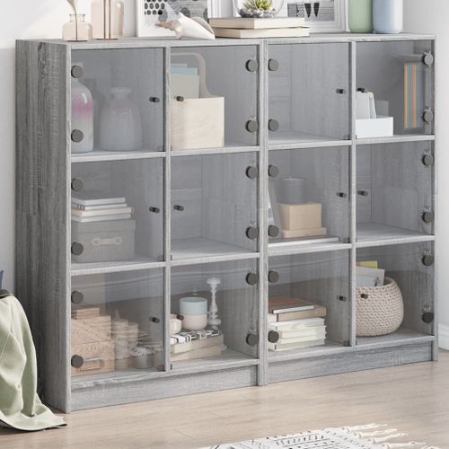 Vidaxl Bibliothèque Avec Portes Sonoma Gris 136x37x109 Cm