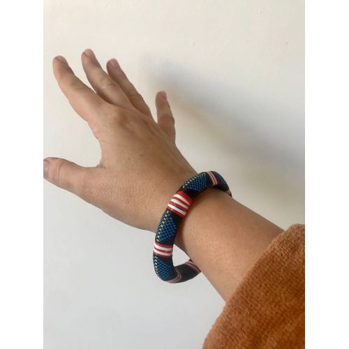 Bracelet Bangle Jong Natté Tissé Fin À Enfiler Raphia Plastique Blanc Noir Bleu Rouge Jaune