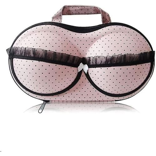 Sac de rangement pour femmes pour sous-vêtements Lingerie Soutien-gorge Cosmétique Pochette Valise (point rose)