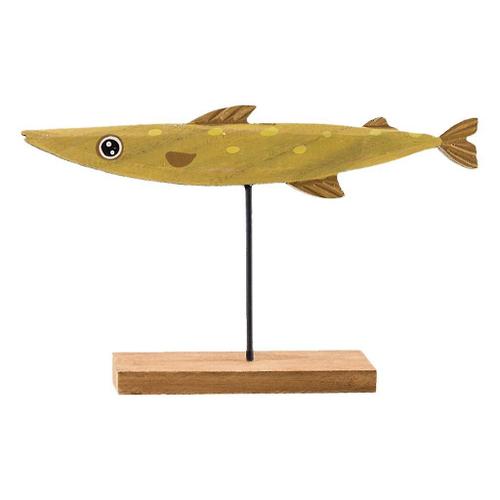 Statue de la figure nordique du poisson jaune en bois