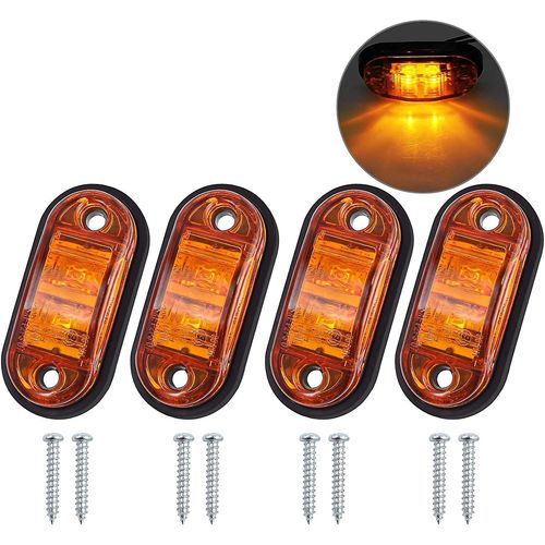 Feux De Position Latéraux Led Feux Avant Et Arrière Indicateur De Position Universel 12 Volt 24 Volt Avec Ampoule Orange Pour Camion Remorque Fourgonnette Caravane Voiture De Tourisme.