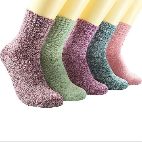 5 Paires De Chaussettes Pour Femmes, Chaussettes En Laine, Chaussettes Chaudes Thermiques Pour Dames À Tricoter Pour L¿Hiver