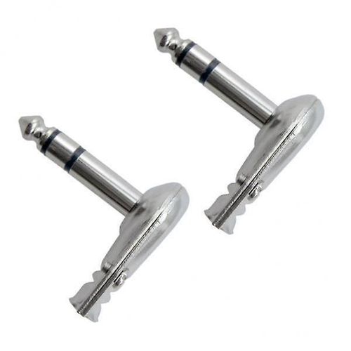 2x2 Pack Angle Droit Mâle 6.35mm Stéréo Jack Plug Guitare Audio Câble Connecteur