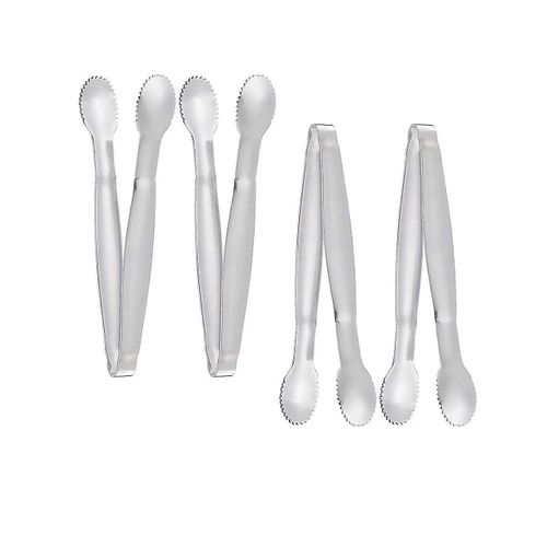 Pinces à sucre, en forme de U en acier inoxydable Mini petites pinces à glace Pinces à bonbons en argent pour Bar de cuisine de fête (4pcs, argent)