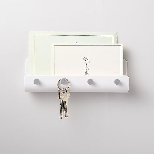 Porte-Clés Mural Blanc, Porte-Courrier En Plastique Moderne Et Porte-Clés, Petite Étagère, Organisateur De Poste À Lettres Auto-Adhésif Pour La Cuisine Du Couloir D¿Entrée
