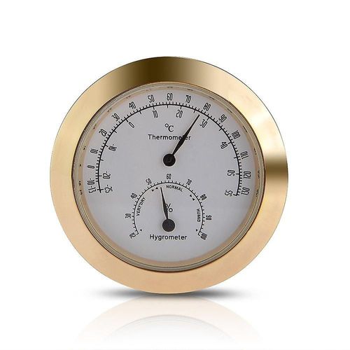 Thermomètre Rond Hygromètre Humidité Température Mètre Pour Violon Guitare Instrument Entretien (2pcs, Or)