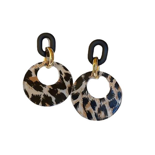 Femmes Vintage Léopard Imprimé Géométrique Cercle Boucles D¿Oreilles Tendance Tempérament Haut De Gamme Atmosphérique Niuniu