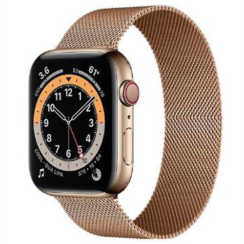 Bracelet Pour Apple Watch Series 6 / Se 38mm 40mm Femmes, Mesh Tissé Acier Inoxydable Féminin Bracelet Or Rose