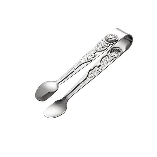Mini pinces de service, pinces à sucre en acier inoxydable Rose, petites pinces à glace pour le thé et le café, apéritifs, outils de cuisine à desserts (2pcs, argent