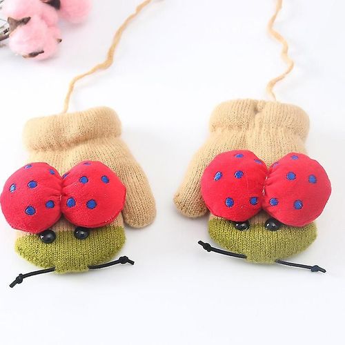 Enfant Hiver Tricot Coton Mitten Convertible Demi-Doigt Gants Avec Flip Top Niuniu