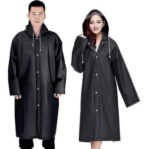 Rain Poncho Imperméable À L¿Eau Pluie Cap Femmes Hommes Réutilisable Eva Imperméable Noir