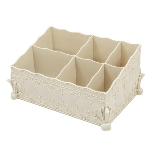 6 Grids Desktop Organizer Multifonctionnel Commode Cosmétique Boîte De Rangement Beige