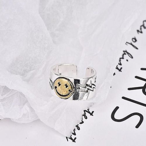 Smiley Face Ring Open Rings, Réglable Wide Smile Knuckle Ring Happy Smiling Rings