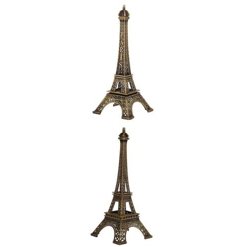 2x Alliage Rétro Bronze Paris Tour Eiffel Figurine Statue Modèle Décor