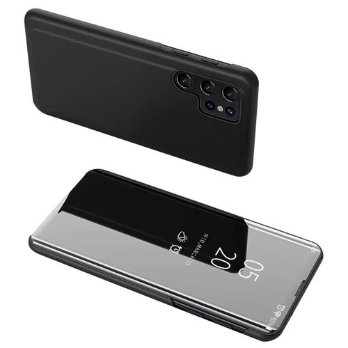 Housse Pour Samsung Galaxy S25 Ultra 5g - Etui Coque Portefeuille Clear View Miroir + Verre Trempe - Noir