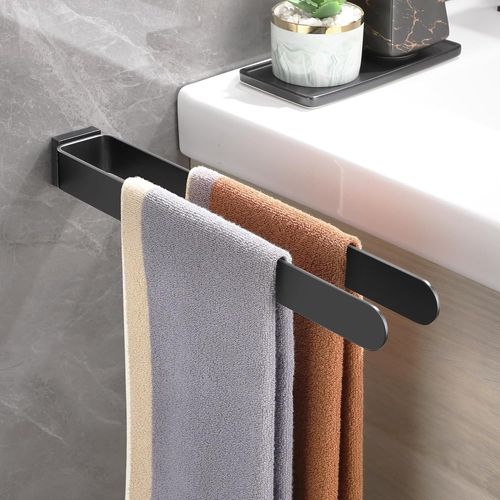 Porte-Serviettes Double Carré En Acier Inoxydable Mat Pour Salle De Bain Et Cuisine, 39 Cm, Noir[X655]