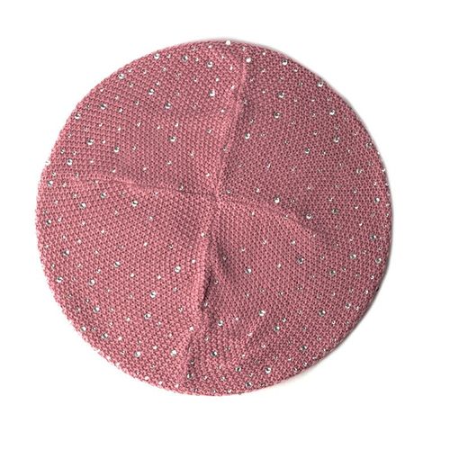 Béret Décontracté Pour Femme,Casquette Tricotée Avec Des Strass,De Couleur Unie,Style Peintre,Collection Hiver Et Automne Printemps