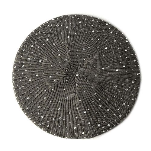 Béret Décontracté Pour Femme,Casquette Tricotée Avec Des Strass,De Couleur Unie,Style Peintre,Collection Hiver Et Automne Printemps
