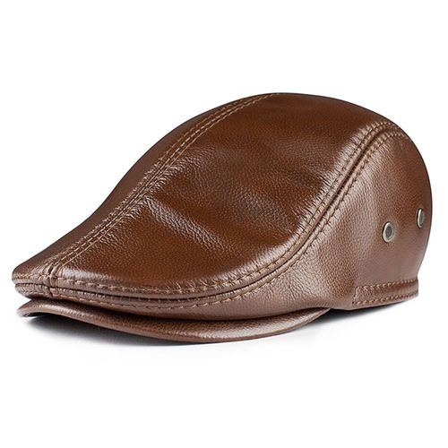 La Spezia-Béret En Peau De Vache Pour Homme,Cuir Véritable,Casquette Plate,Oreillettes Marron,Chapeau De Gavroche Chaud,Chapeau De Pilote De Marque Ivy,Automne Et Hiver