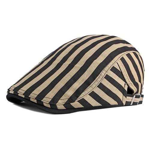 Ldscircjr-Casquettes Gavroche Rayées En Coton Pour Hommes Et Femmes,Casquette À Visière Plate,Chapeaux Béret De Peintre,Monochromatique,12