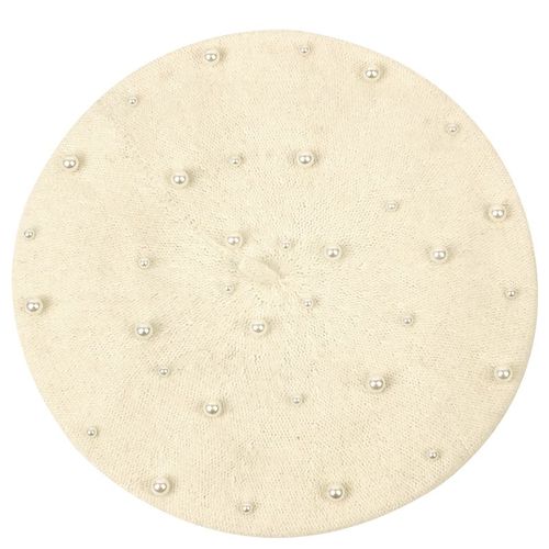Béret En Laine Avec Perles Pour Femme,Chapeau Élégant,Couleur Unie,Style Français,Collection Automne Et Printemps