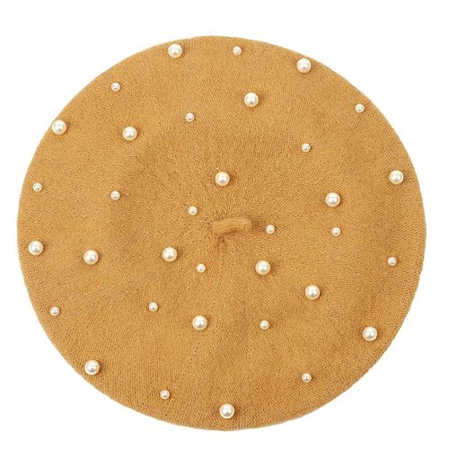 Béret En Laine Avec Perles Pour Femme,Chapeau Élégant,Couleur Unie,Style Français,Collection Automne Et Printemps