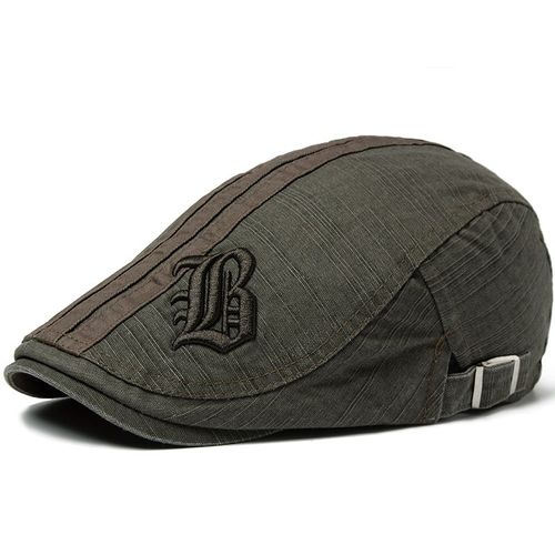 Béret Brodé Pour Hommes,Casquette D'été Plate,Visière Pour Hommes,Mode Vintage Coton Décontracté,Bérets Réglables