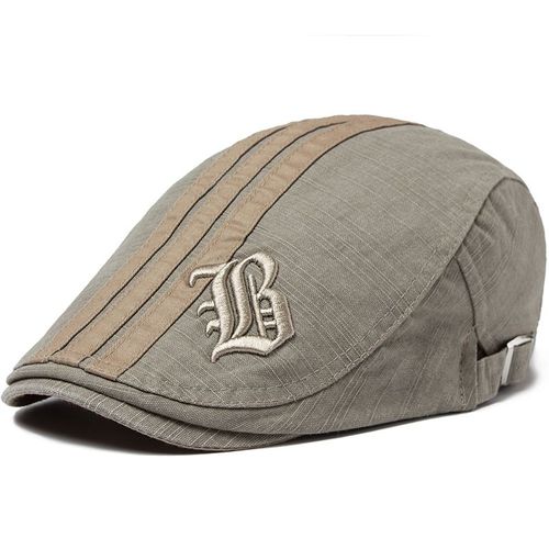 Béret Brodé Pour Hommes,Casquette D'été Plate,Visière Pour Hommes,Mode Vintage Coton Décontracté,Bérets Réglables