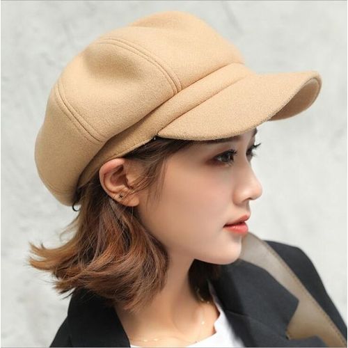 Casquette Gavroche Octogonale Unie Pour Hommes Et Femmes,Chapeaux Décontractés Pour Femmes,Béret En Laine,Casquettes De Peintre,Monochrome,Automne,Hiver