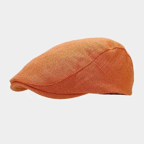 Béret En Lin Pour Homme,Casquette Ajustable,Respirant,Vintage,Solide,Noir,Bec De Canard,1 Pièce