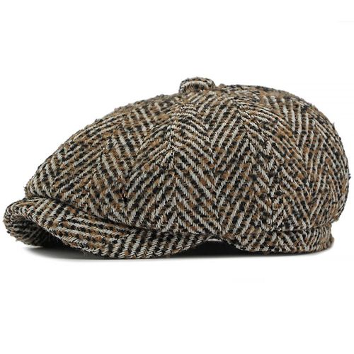 Béret Plat Octogonal En Laine Pour Hommes Et Femmes,Casquette De Peintre D'artiste,Chapeau De Lierre Rayé,Casquette D'automne Et D'hiver,Ht4409