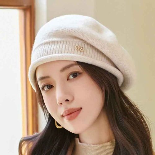 Bonnet Smile Extensible Pour Femme Avec Poche,Bonnet En Tricot Acrylique Doux Et Confortable,Automne Et Hiver,1pc
