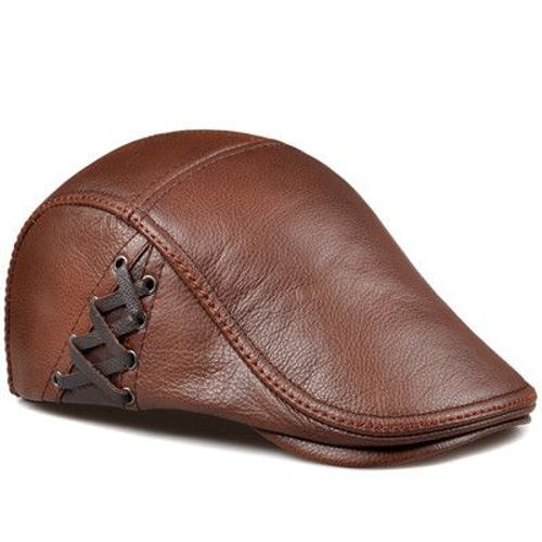 Ry990-Bérets En Cuir Véritable Pour Hommes,Casquettes Casquettes Casquettes Casquettes Pour Hommes,Tête Chaude,Chapeau Darke,Points Ajustés,Haut,Hiver,56-60 Cm