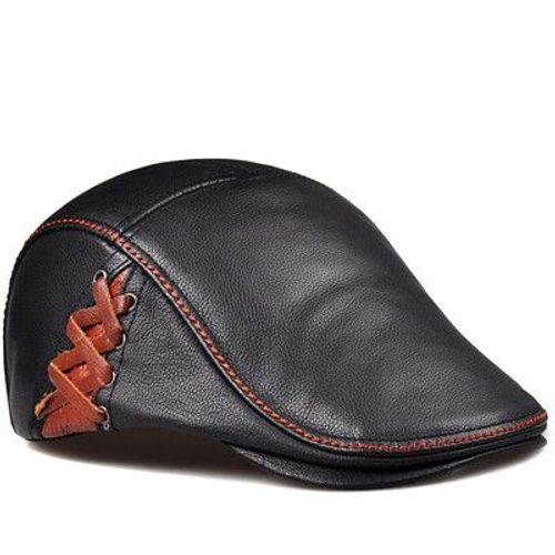 Ry990-Bérets En Cuir Véritable Pour Hommes,Casquettes Casquettes Casquettes Casquettes Pour Hommes,Tête Chaude,Chapeau Darke,Points Ajustés,Haut,Hiver,56-60 Cm