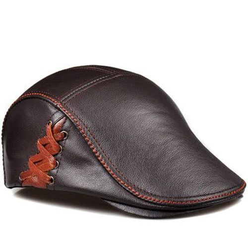 Ry990-Bérets En Cuir Véritable Pour Hommes,Casquettes Casquettes Casquettes Casquettes Pour Hommes,Tête Chaude,Chapeau Darke,Points Ajustés,Haut,Hiver,56-60 Cm