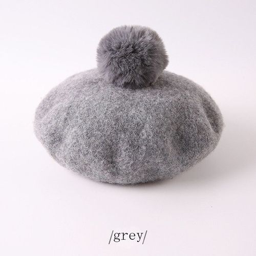 Béret À Pompons Pour Enfant,Casquette Octogonale En Laine Solide,Chapeau De Peintre Pour Fille De 1 À 3 Ans,Collection Hiver