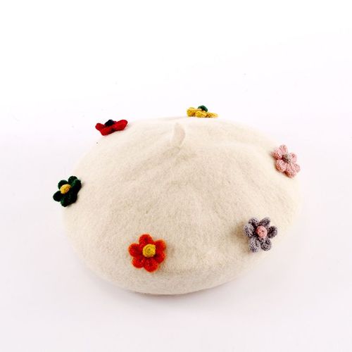 Béret À Pompons Pour Enfant,Casquette Octogonale En Laine Solide,Chapeau De Peintre Pour Fille De 1 À 3 Ans,Collection Hiver