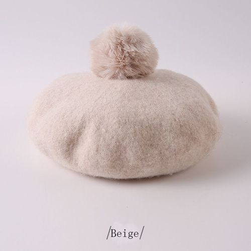 Béret À Pompons Pour Enfant,Casquette Octogonale En Laine Solide,Chapeau De Peintre Pour Fille De 1 À 3 Ans,Collection Hiver